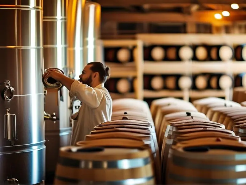 酿酒师检查发酵过程的专业场景