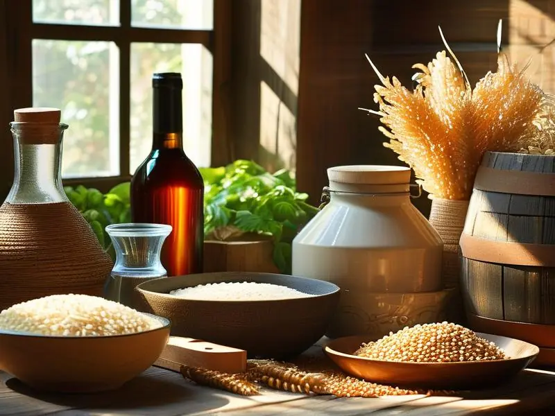 酿酒所需的各种原料展示