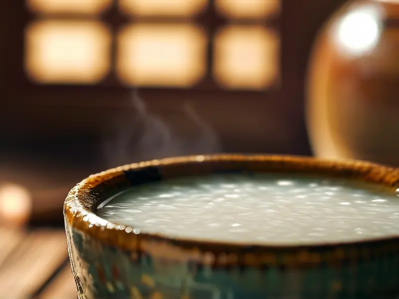 传统米酒酿造过程中米水比例实拍图