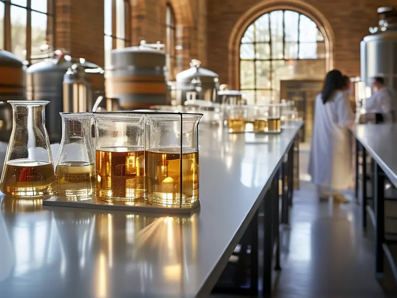 酿酒专业大学生在实验室实操教学场景
