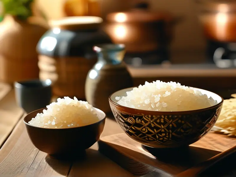 酿制米酒所需材料和成品展示