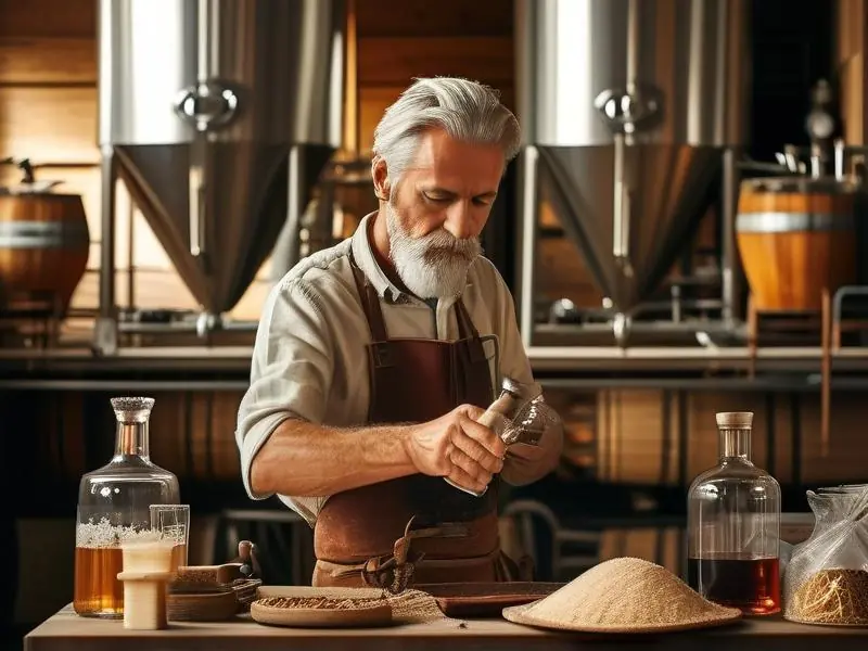 酿酒师演示酿酒过程