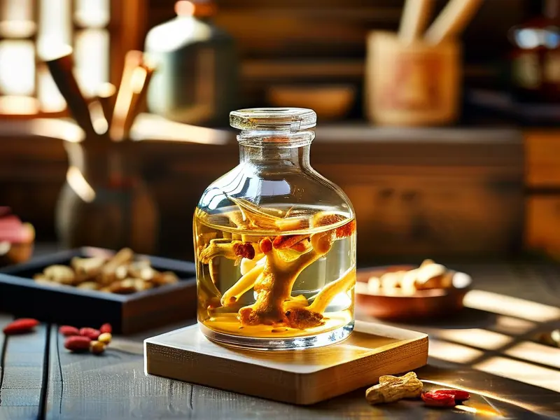 传统牛大力药酒泡制过程实拍图