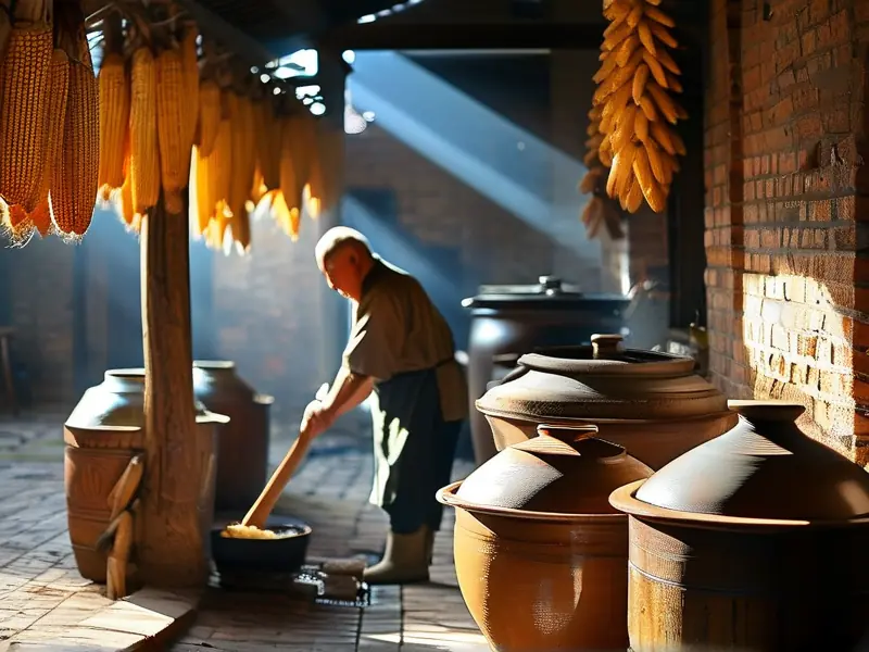 农村传统酿酒设备实景使用图