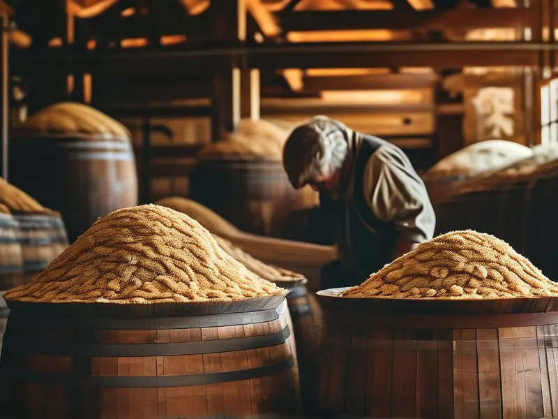 酿酒师检查浓香型白酒发酵过程