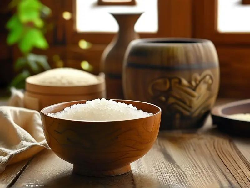 传统方法酿造的糯米酒特写