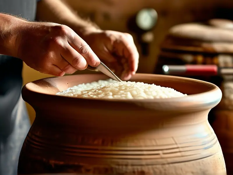 传统糯米酒酿造过程实拍