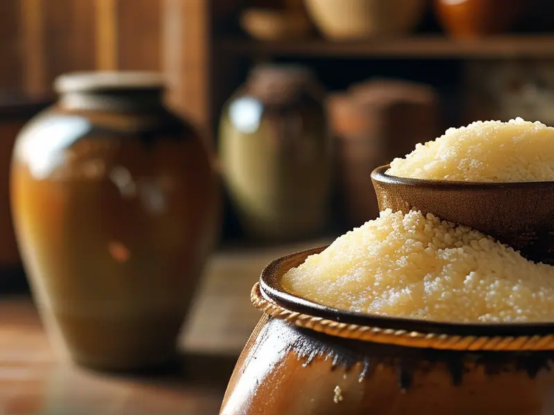 传统陶缸发酵糯米酒过程实拍