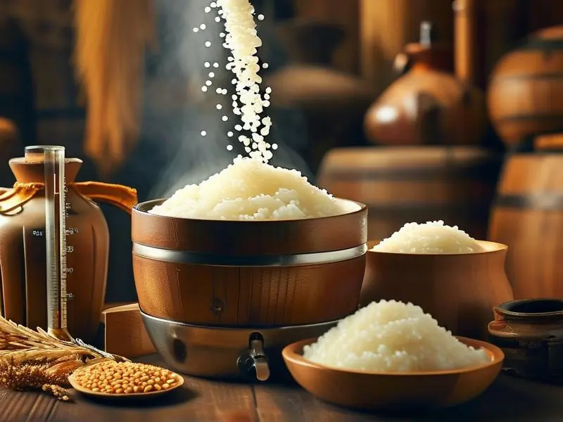 糯米烧酒制作过程中的蒸米和发酵步骤