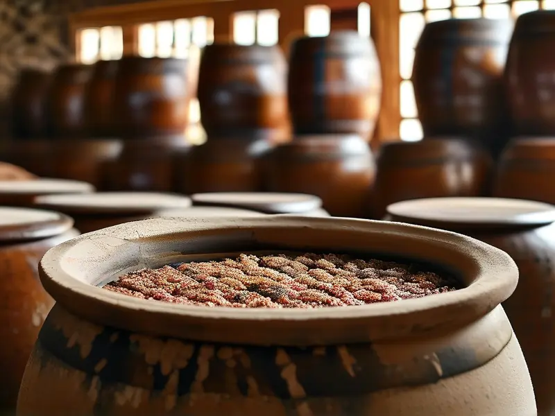 传统女儿红酿酒过程中糯米发酵实景