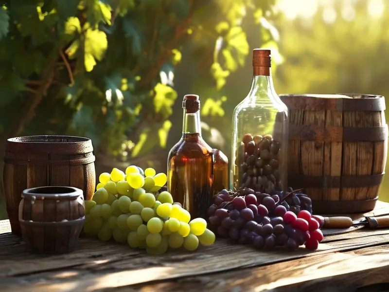 家庭葡萄酿酒初期准备工具与原料展示