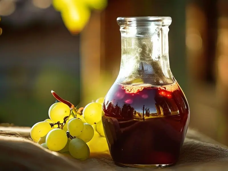 自制葡萄果酒原料与成品对比展示