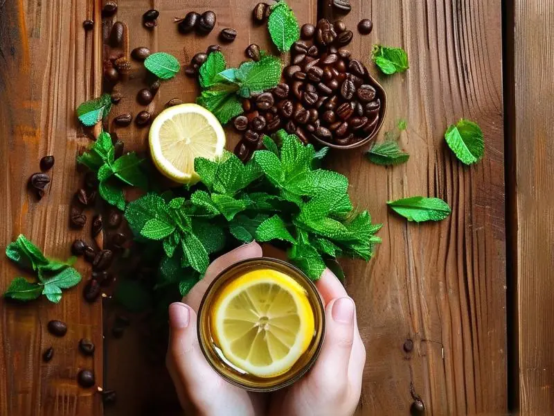 清除酒气的自然方法:柠檬水、薄荷叶和咖啡豆