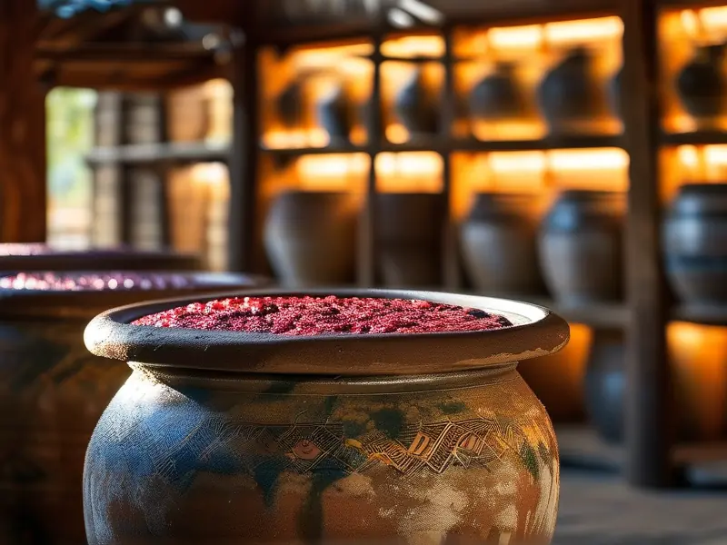 传统工艺青红酒发酵过程实拍图