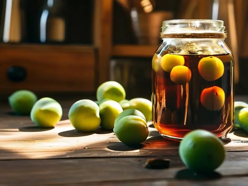 正在发酵中的青梅酒特写