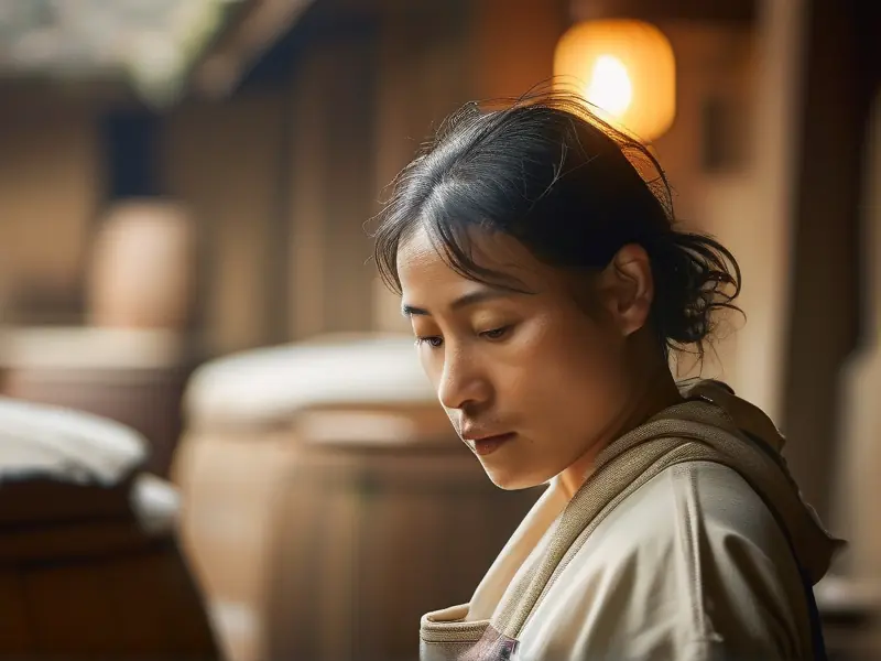 酿酒师检查清香型白酒发酵过程