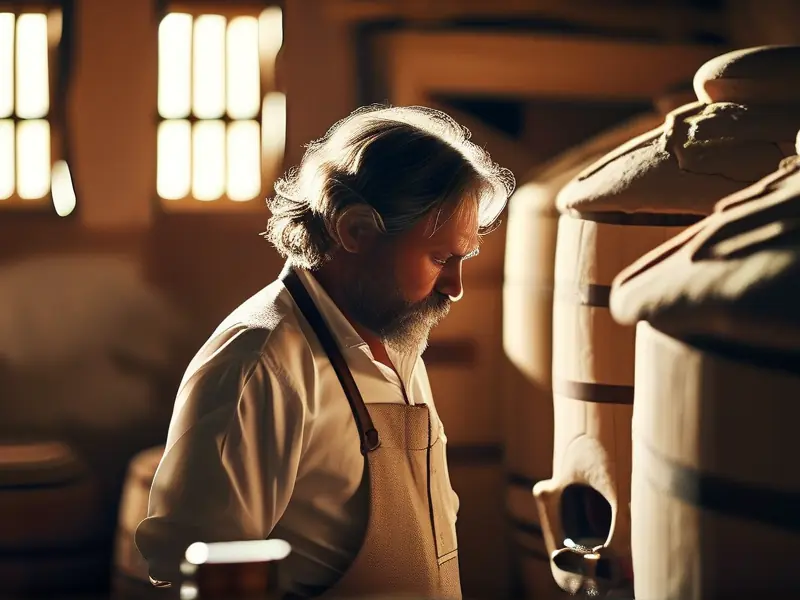 酿酒师检查清香型白酒发酵过程