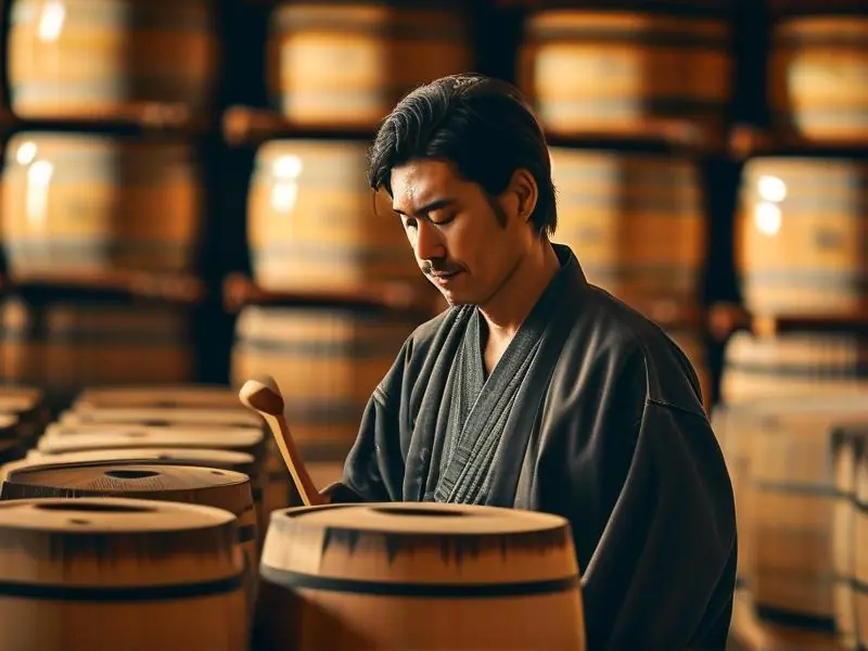 日本传统酿酒师工作场景