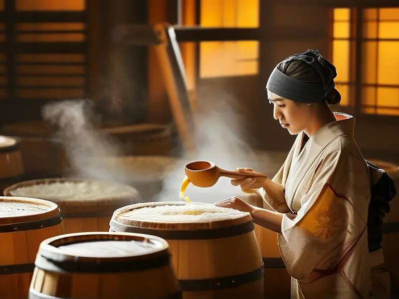 日本清酒传统酿造工艺实景展示