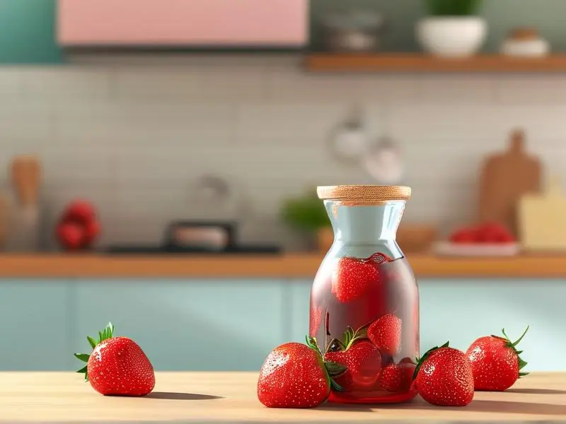 新鲜草莓与自制草莓酒的对比展示