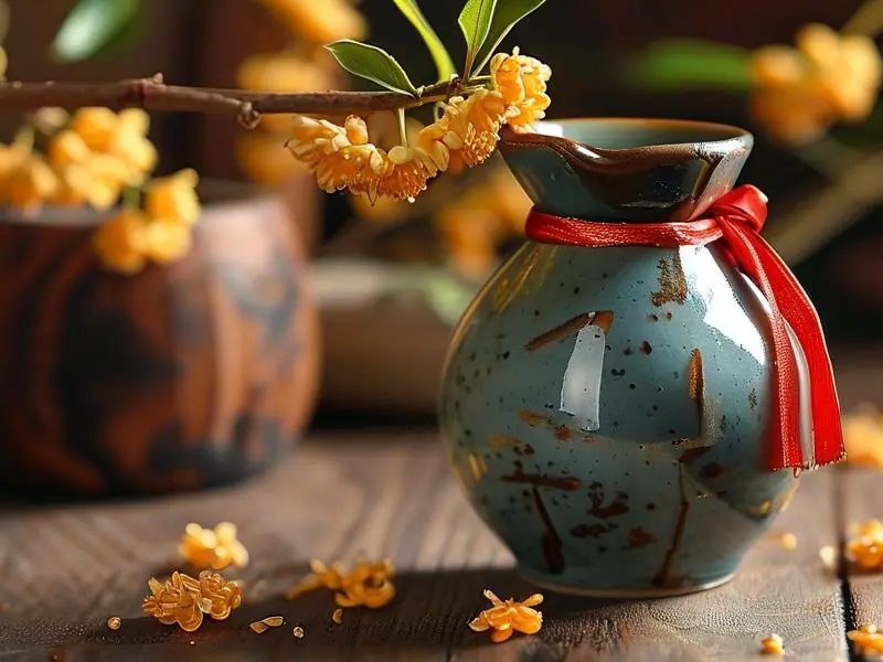 传统工艺酿制桂花酒过程实拍