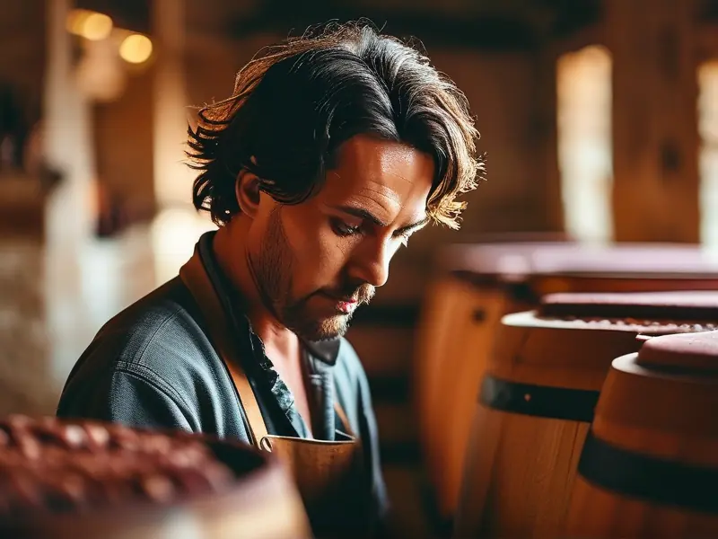 酿酒师检查浓香型白酒发酵过程