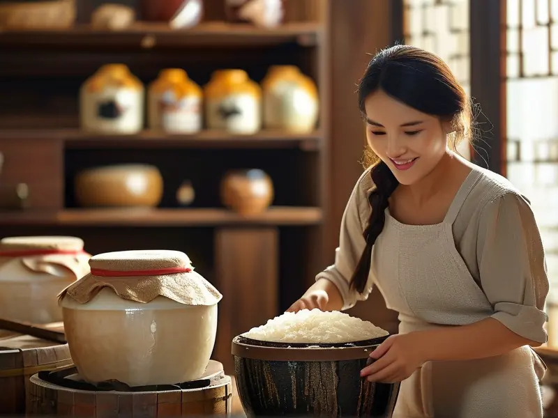 家庭自制米酒过程展示