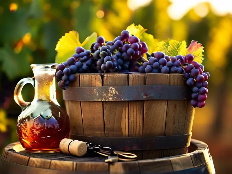 新鲜山葡萄和酿酒工具准备酿制山葡萄酒
