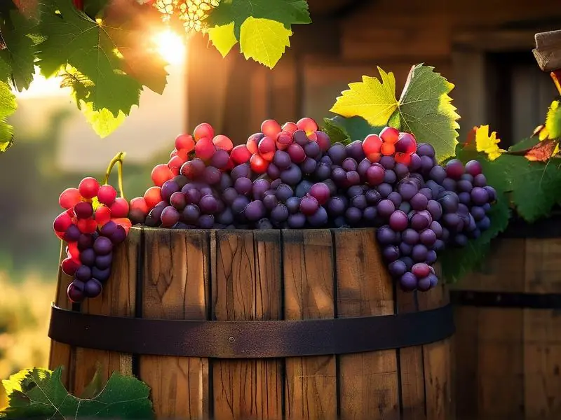 山葡萄采摘后准备酿酒的场景