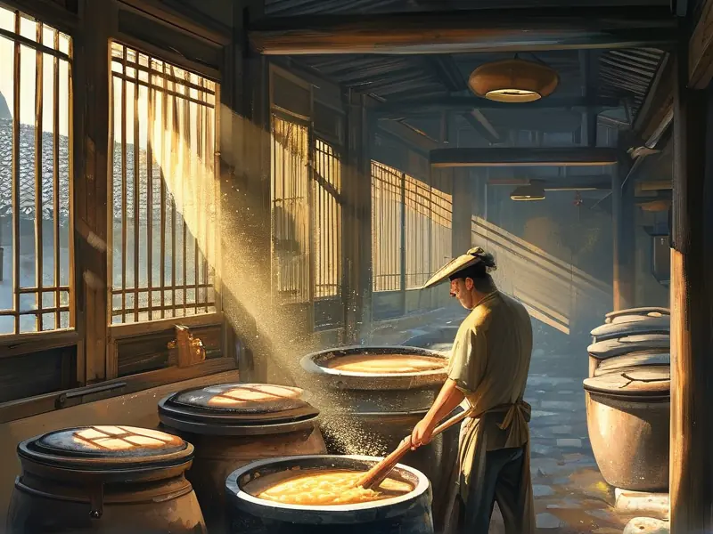 绍兴水乡传统黄酒酿造过程实景