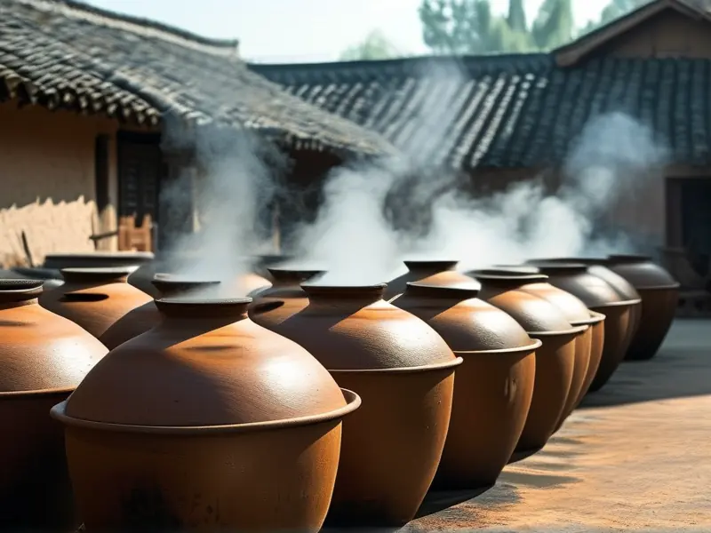 传统方法蒸馏烧酒实景图