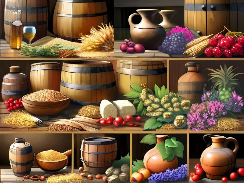 多种可用于酿酒的原料展示