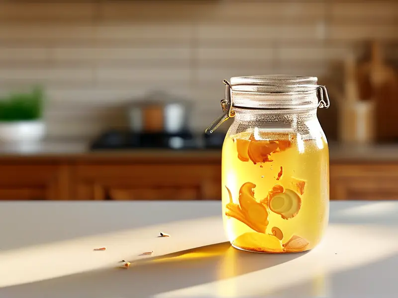 正在发酵的生姜酒特写