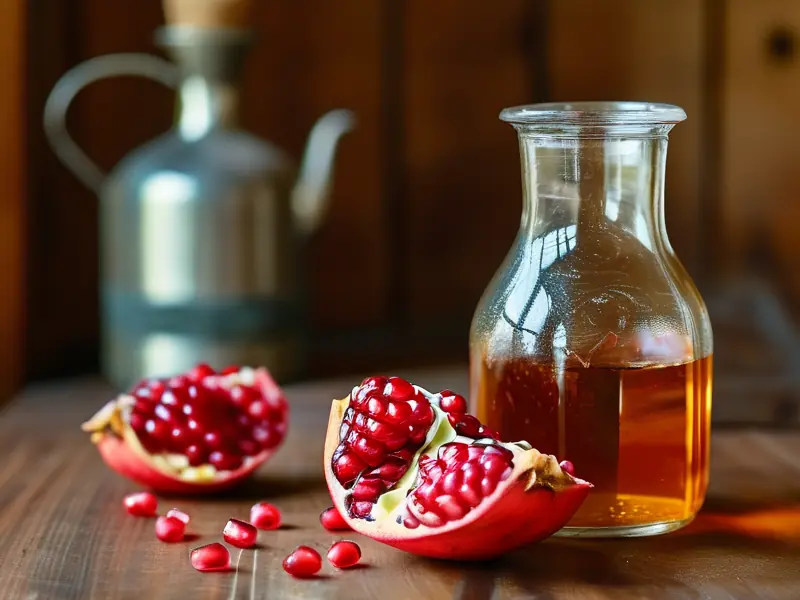 自制石榴酒原料与发酵过程特写