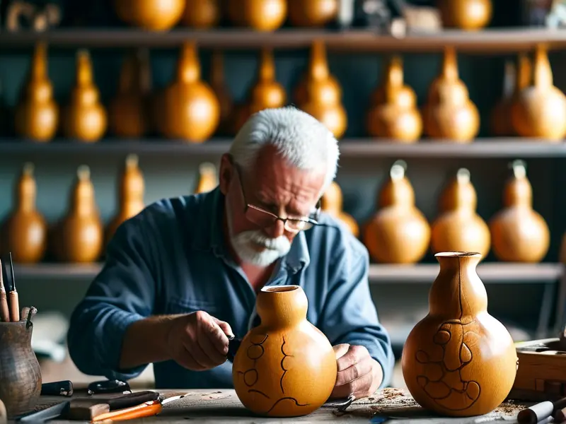 传统匠人手工制作酒葫芦过程实拍