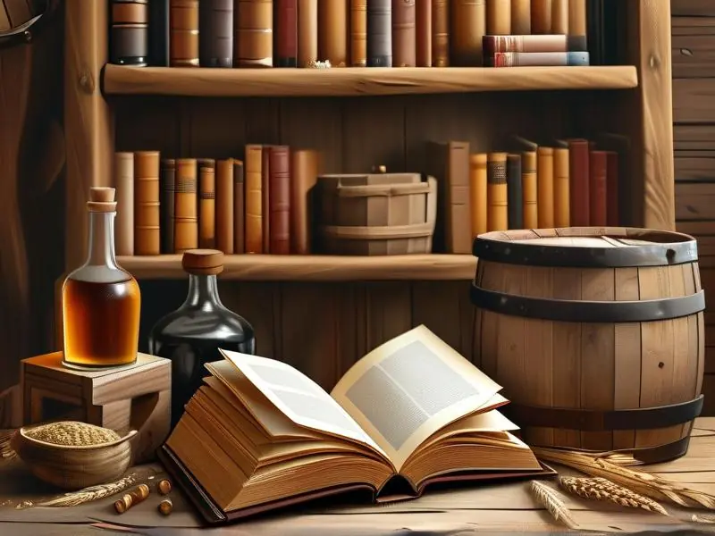 酿酒技术书籍与工具展示