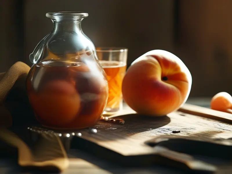 新鲜桃子与酿酒工具展示