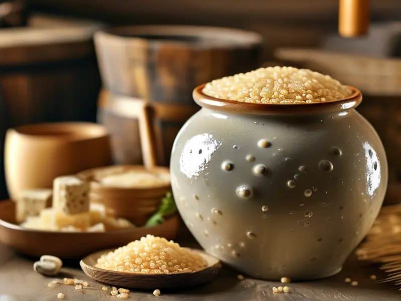 传统甜白酒发酵过程特写