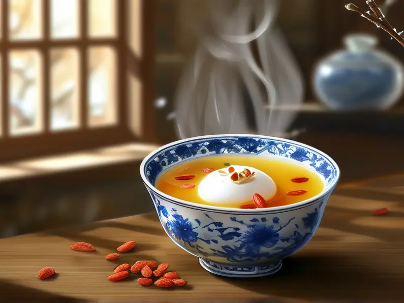 传统甜白酒煮蛋成品特写