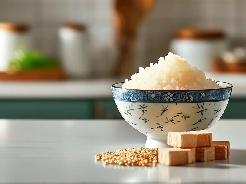 自制甜酒成品与原料展示