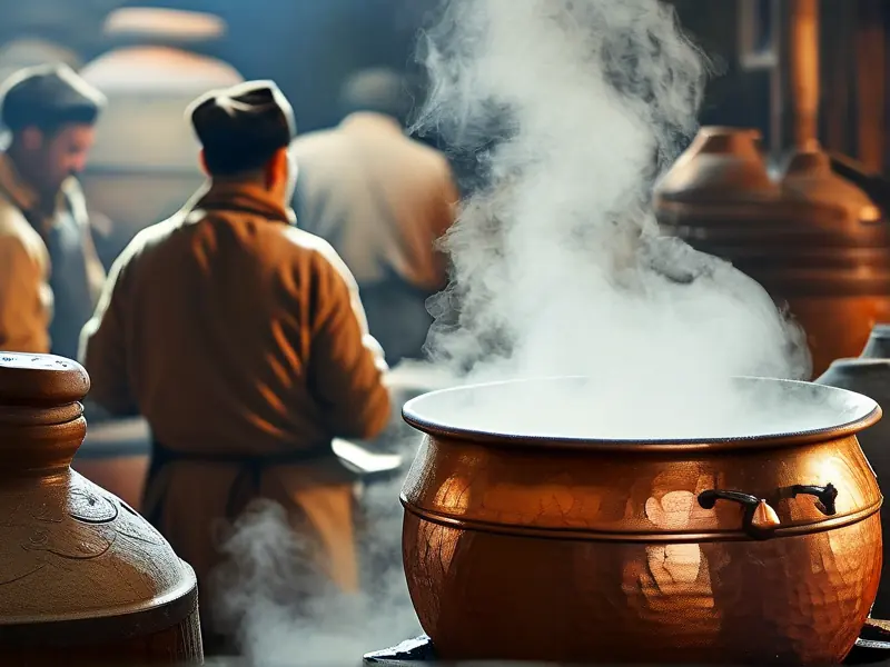 传统天锅酒酿造过程实景