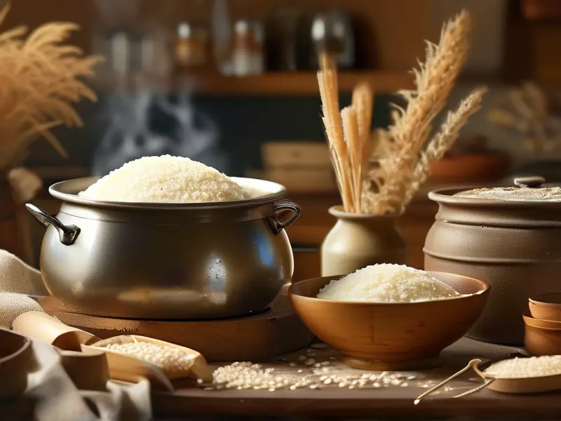 甜酒制作过程中的发酵场景