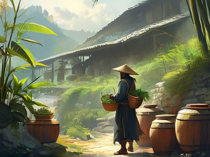 天命奇御游戏角色采集酿酒材料场景