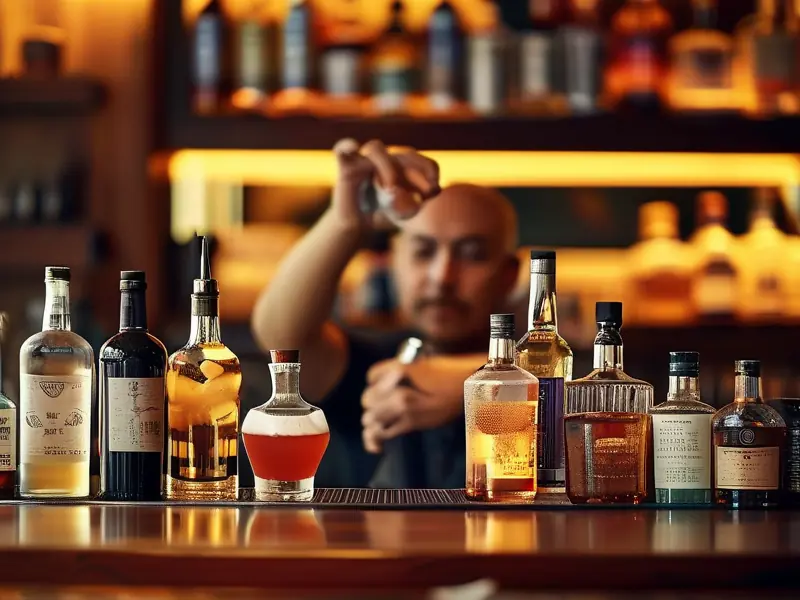 专业调酒师调制白酒鸡尾酒