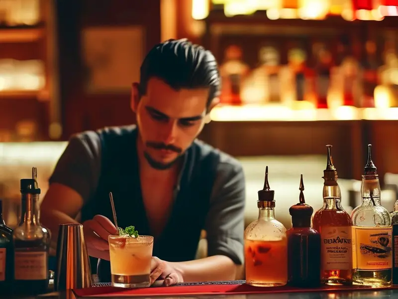 专业调酒师现场演示调酒技术