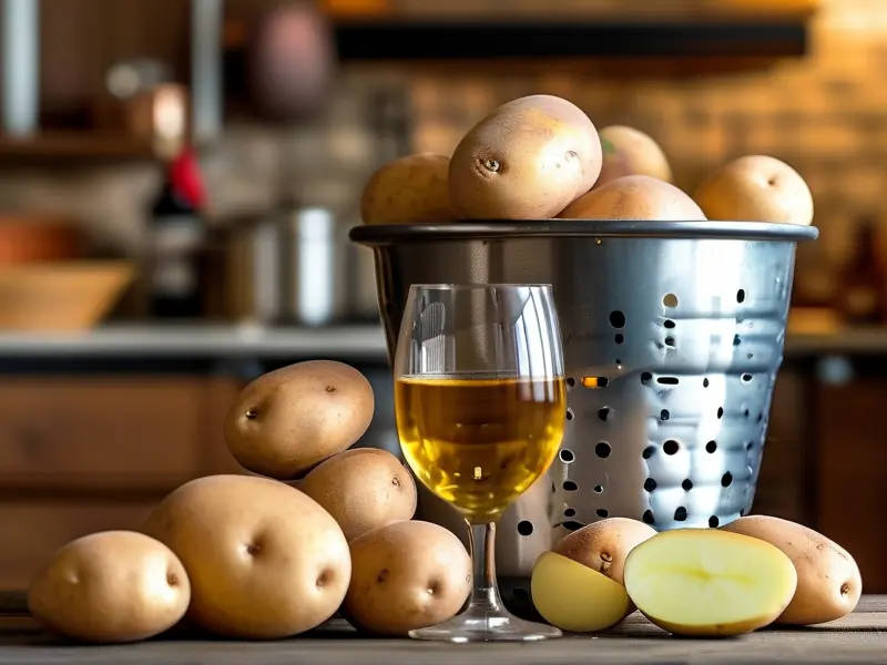 家庭自制土豆酒原料与成品展示