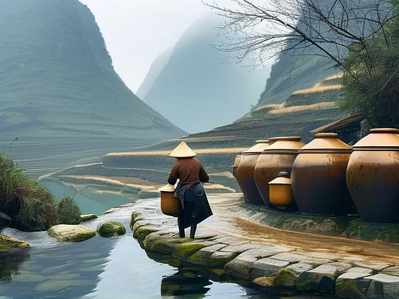 贵州传统酿酒场景与独特地理环境