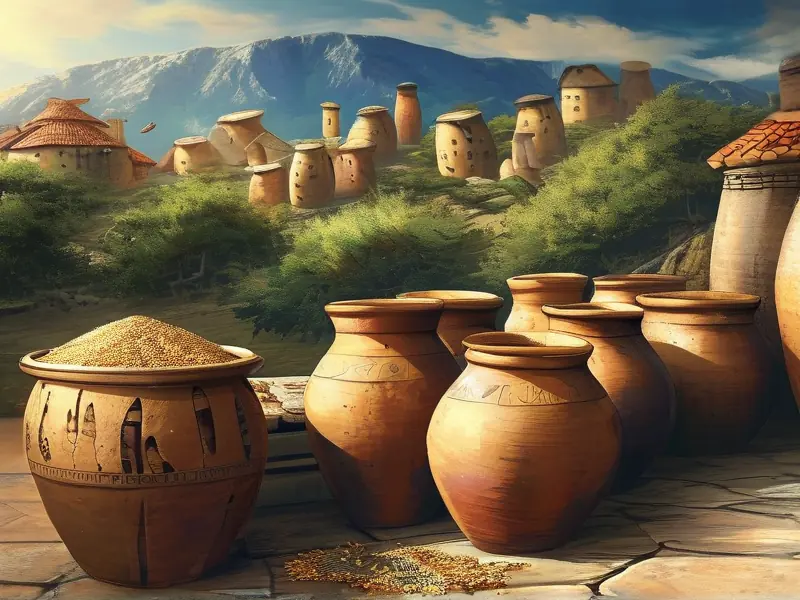 古代陶器酿酒场景复原图