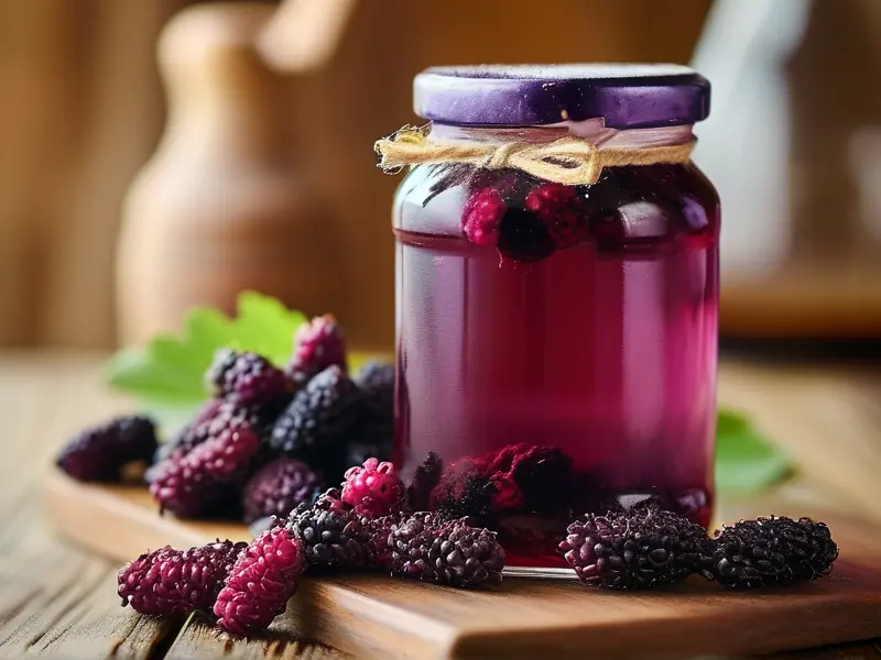 新鲜桑葚泡酒过程实拍图