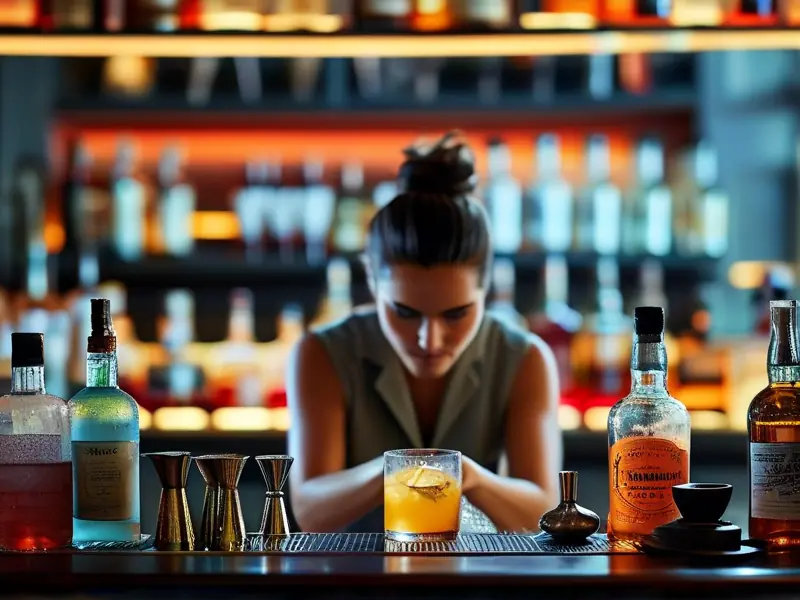 专业调酒师调制鸡尾酒